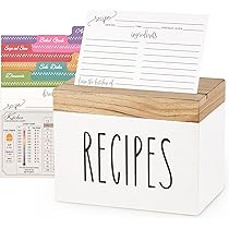 Farmhouse Vintage Scandi White Recipe Box with 100 4x6 Recipe