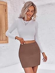 Wenrine Womens Mini Skirt High Waisted Basic Casual