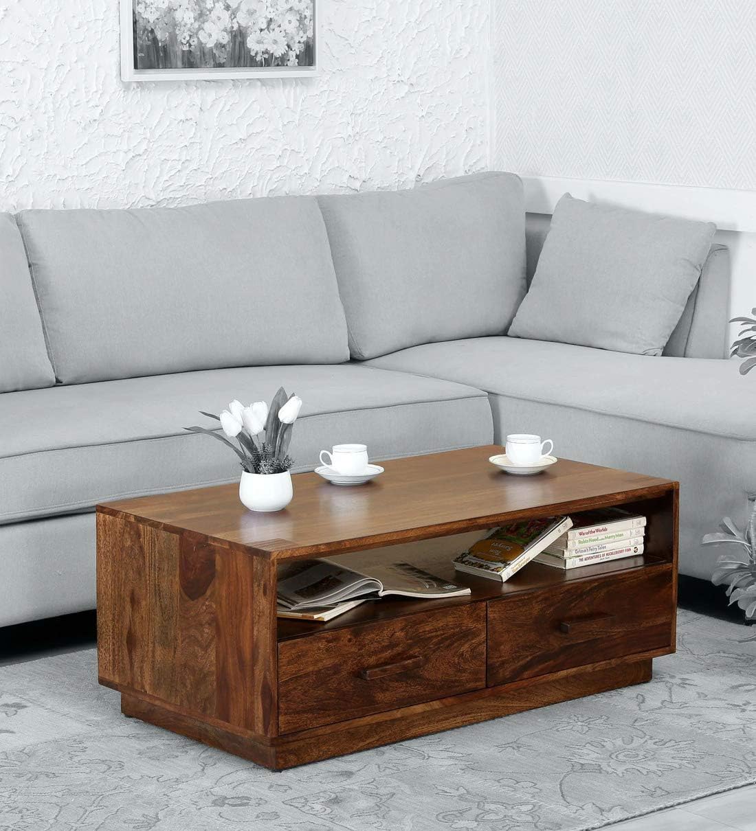 Choyal Sheesham Wood Rectangle Coffee Centre Table for Living Room