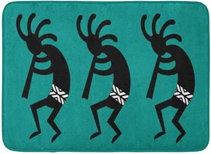 Pujin Logistics Alfombra de baño Southwestern Negro Verde Azulado