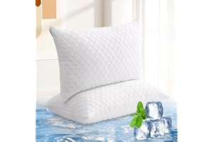 ASHOMELI Cooling Bed Pillows for Sleeping 2 Pack Shredded Memory Foam Pillows Cool Pillow for Side Back Stomach Sleepers Queen Size Set of 2 with Washable Removable Cover