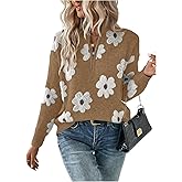 SOLY HUX Women's Quarter Zip Floral Sweaters Long Sleeve V Neck Casual Pullover Going Out Sweater Tops