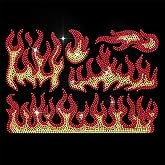 ANATTASOUL Red Rhinestone Iron on Transfer Flame Bling Diamond Hotfix Patches for Clothes, 11.6