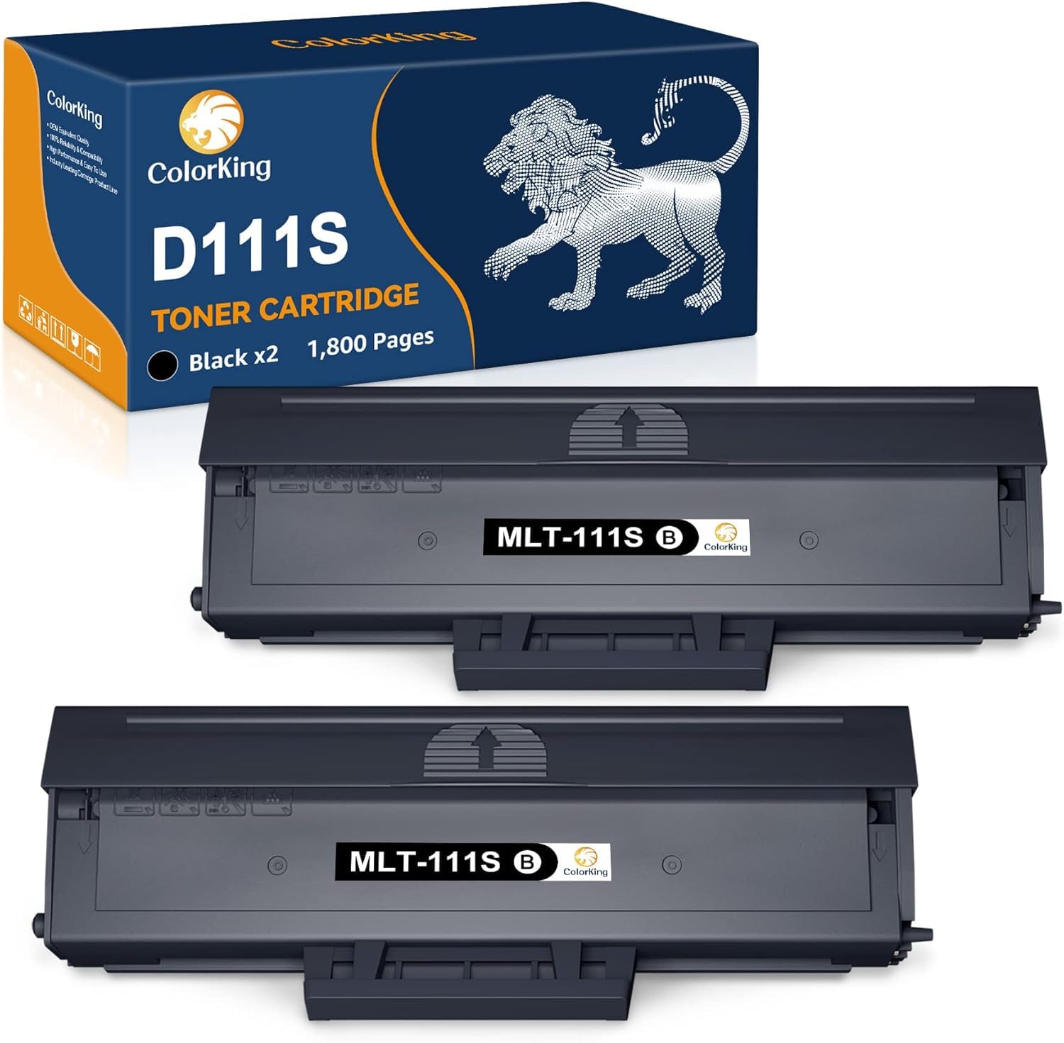 ColorKing D111L Compatible Toner Cartridge Replacement for Samsung D111S MLT-D111S for Xpress M2026W M2026 M2070W M2070 SL-M2026 SL-M2070 SL-M2026W SL-M2070W SL-M2070FW M2020 M2020W (Black, 2-Pack)