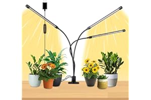 JINHONGTO 3Head Clip Grow Lights for Indoor Plants, Small Pot Plant Grow Light with 3,9,12 Hr Timer, Full Spectrum Bonsai Grow Light, Bright Plant Growing Lamps