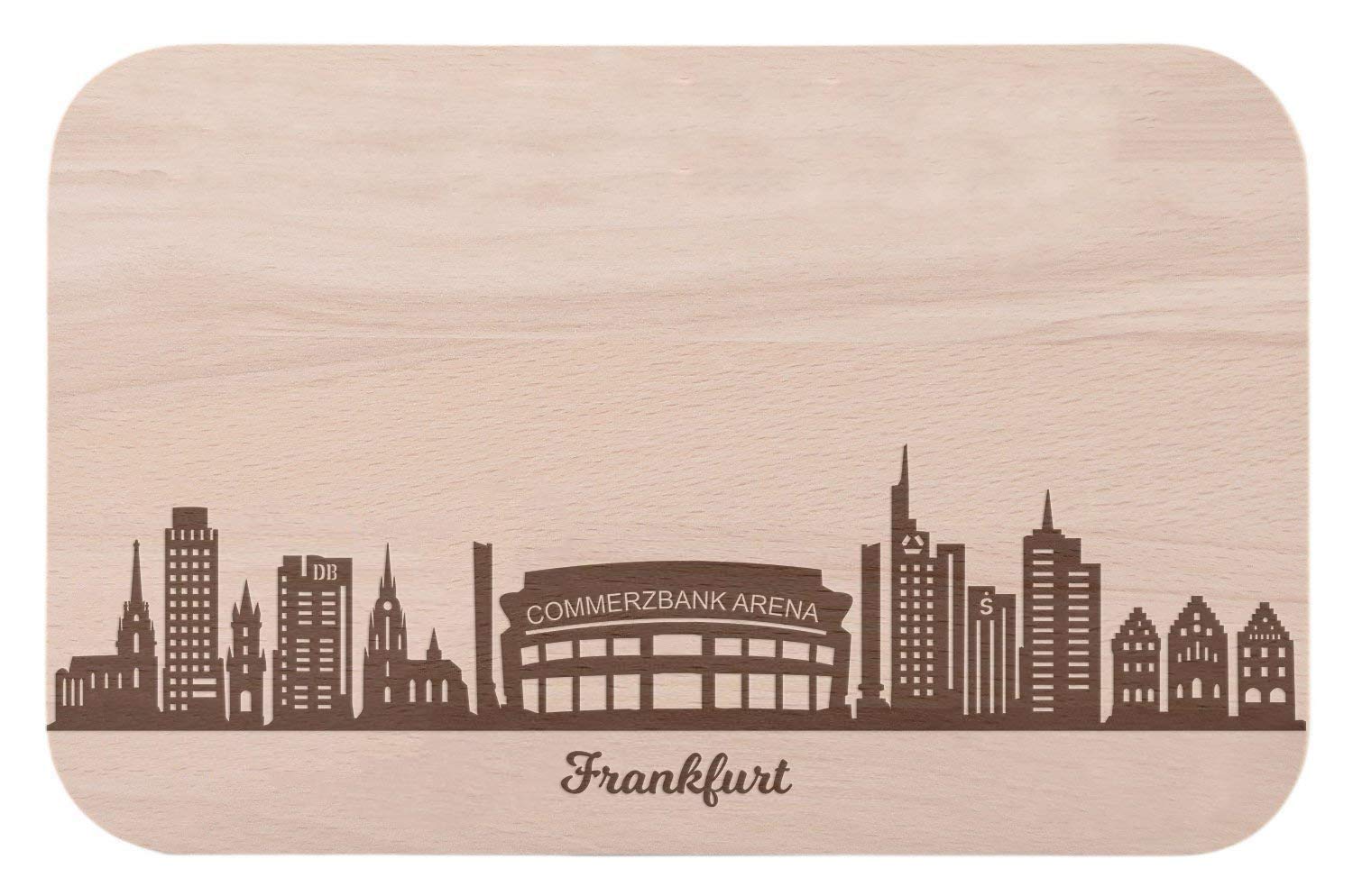 Frühstücksbrettchen Mit Skyline Dresden Gravur – Aus Buchenholz, 22,5x12,5 Cm, Handarbeit Aus Deutschland