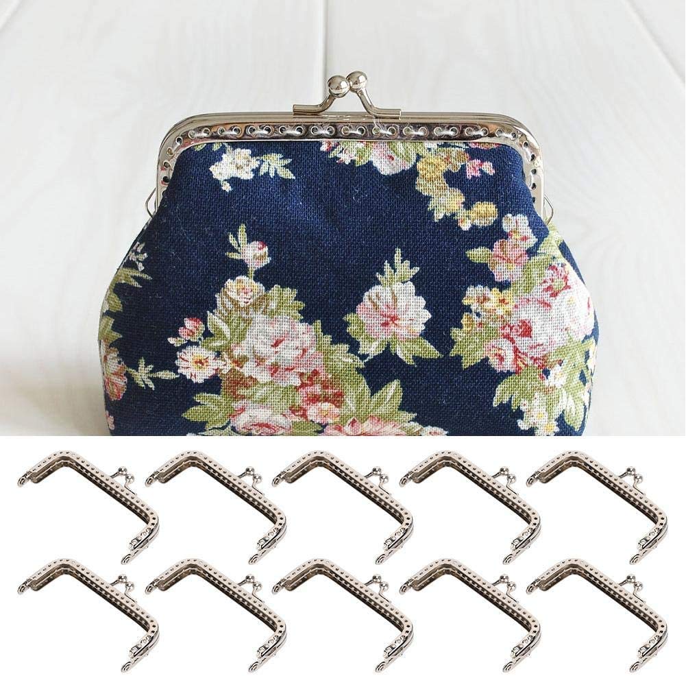 Atyhao 10pcs Purse Frame, 8.5cm Square Metal Clasp Lock Clip for Leather Bag Making DIY Craft Supplies for Women Handbag Designers Sewing Enthusiasts