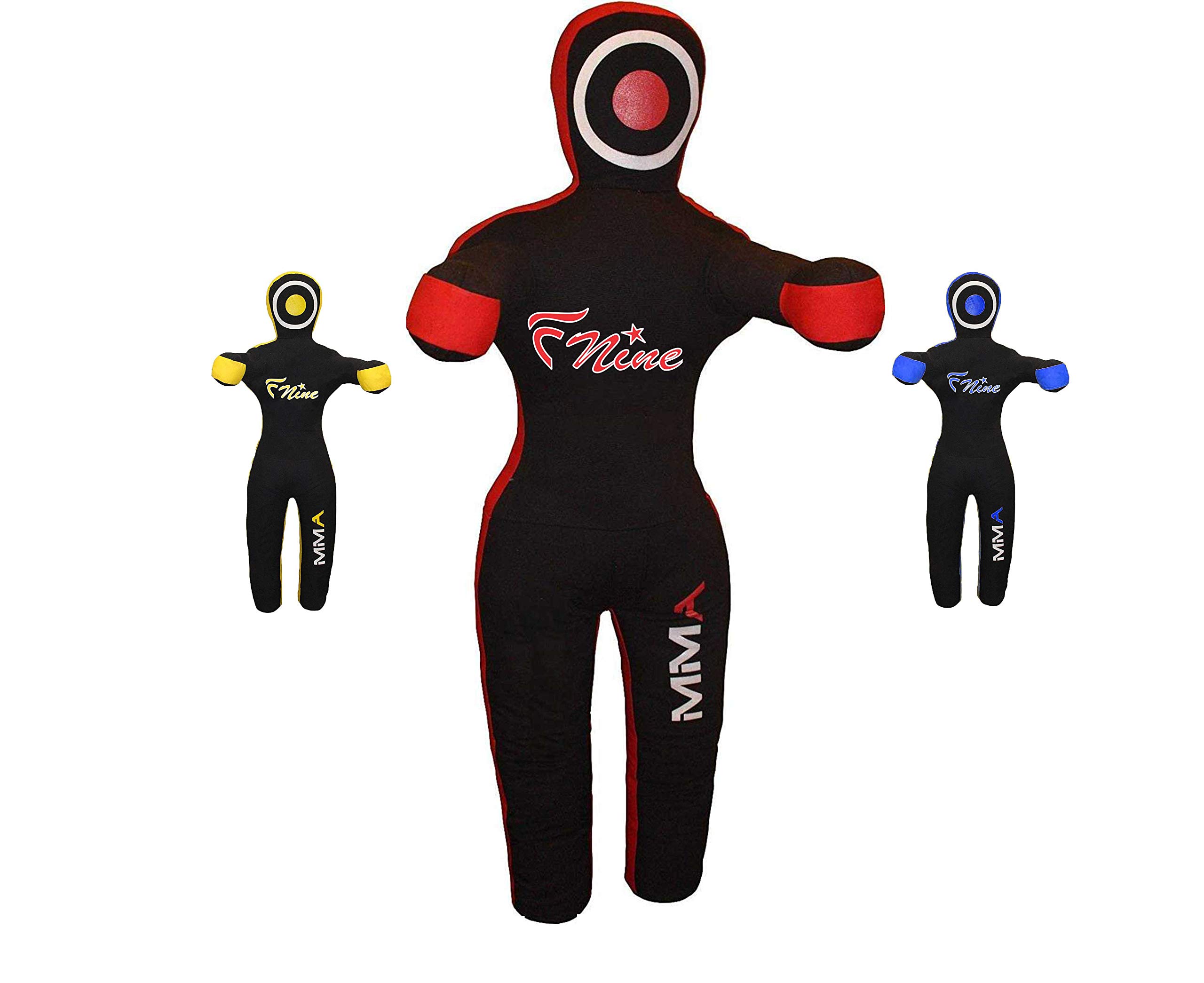 FNine MMA Grappling Dummy, for Judo, Wrestling, Brazilian Jiu Jitsu, Submission and Throwing UNFILLED Canvas Bag (Black and Red, 59")