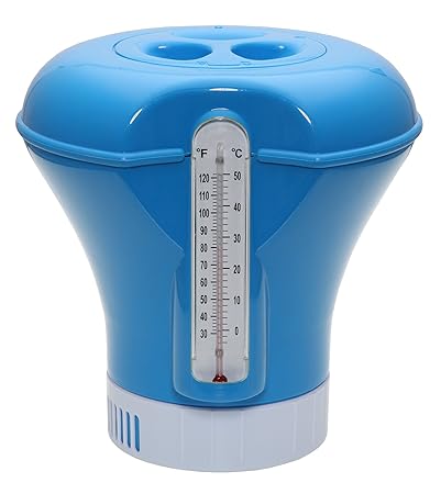 POWERHAUS24 Pool Dosierschwimmer für 200g Tabletten mit Thermometer