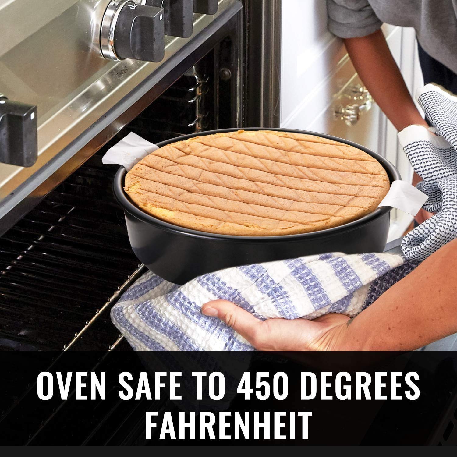 HIWARE 8Inch Round Cake Pan Set with 60 Pieces Parchment Paper Rounds