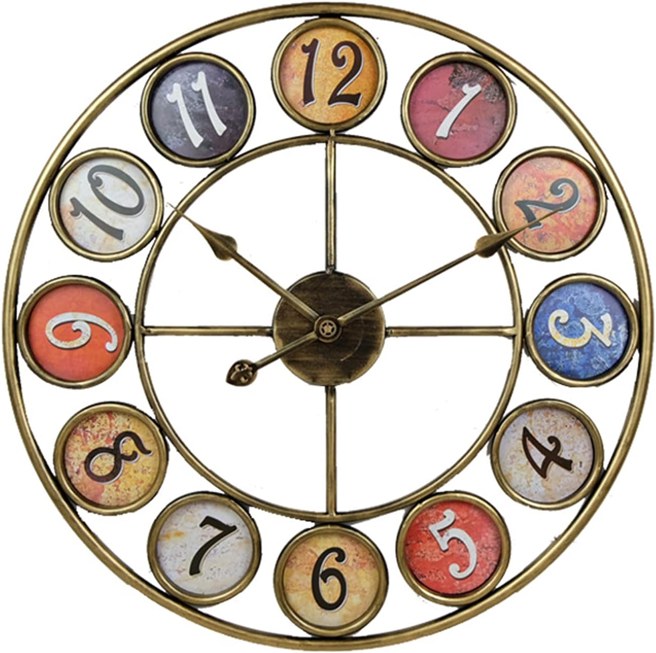 Multi Coloured Large Metal Wall Clocks, European Style Retro Creative