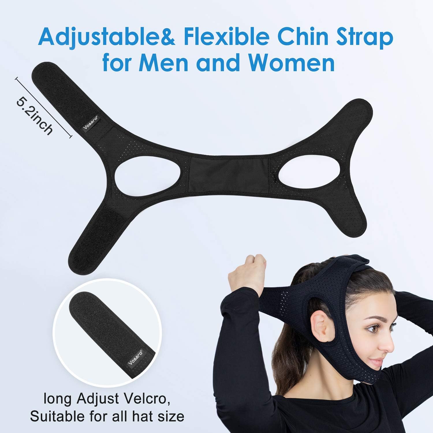 Anti Snoring Chin Strap, Stop Snore Device, Vosaro Upgraded Chin Straps for Men Women, Adjustable and Breathable Anti Snore Solution for Snorers of All Ages, Snoring Sleep Aid - Large: Health & Personal Care