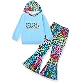 Auiopila Kids Toddler Girl Clothes Letter Print Graphic Top + Leopard Print Flare Leg Pants 2PC Fall/Winter Clothing Set