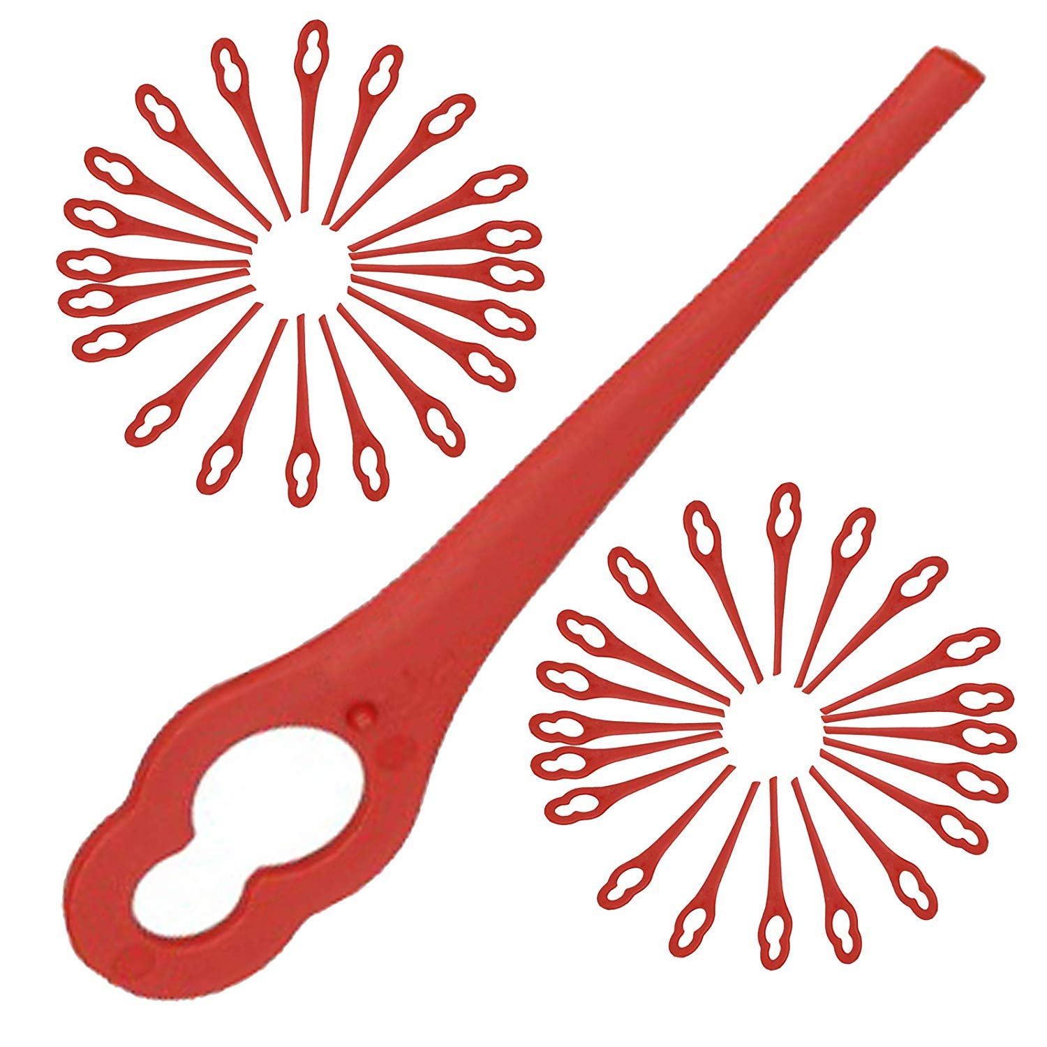 Spares2go Plastic Blades for Ozito Strimmer Trimmer (Pack of 40, Red)