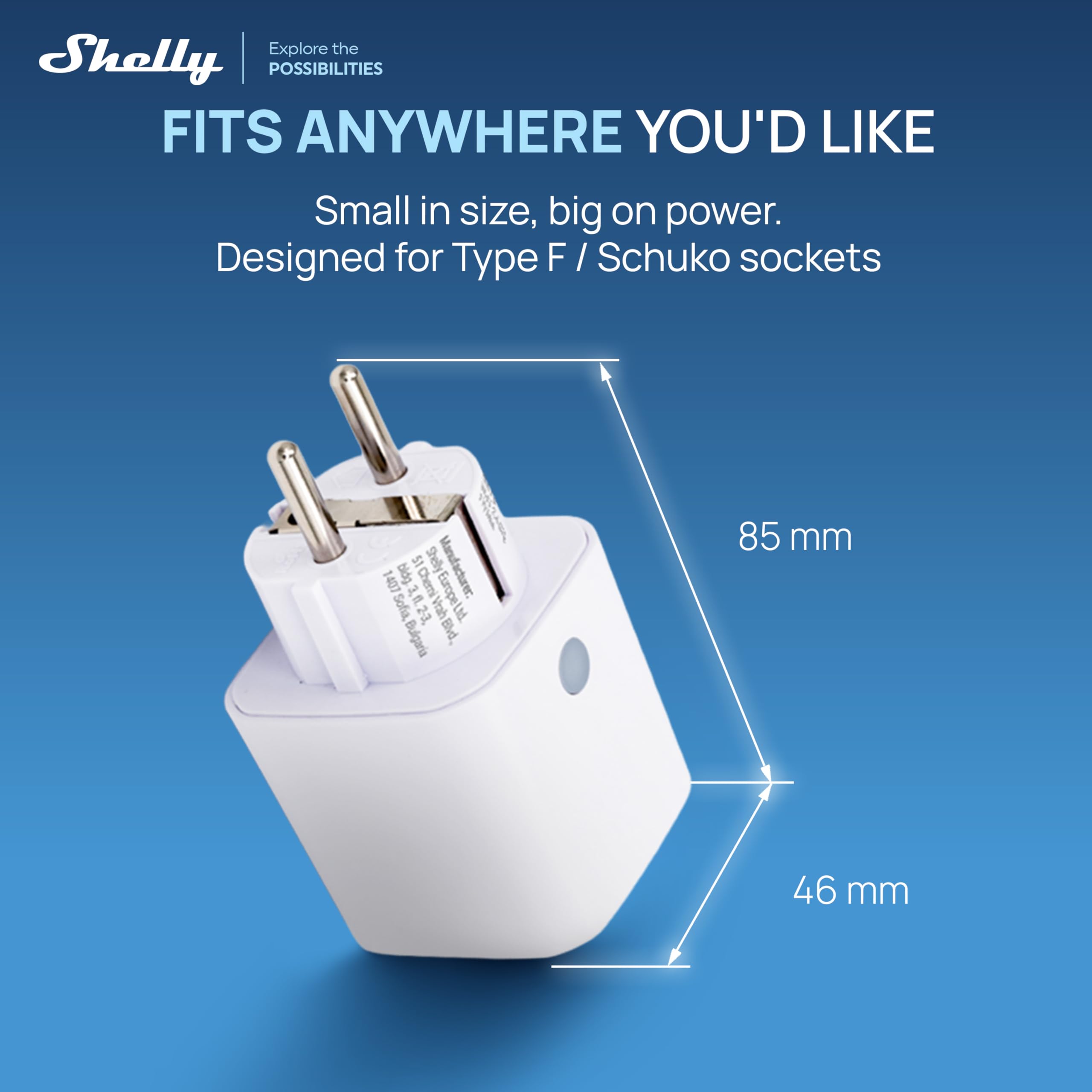 Shelly Plug M Gen3 Weiß - WLAN & Matter Smarte Steckdose, Leistungsmessung, 13A, 3000W, Zeitschaltuhr, Stecker, Smart Home Stecker, Alexa & Google, Apple HomeKit, Kein Hub Erforderlich (4 Stück) 4