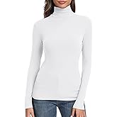 GEMBERA Womens Long Sleeve Turtle Neck Basic Slim Fitted Ribbed Knit Tops Thermal Shirts
