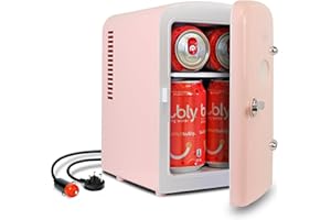 Koolatron Mini Fridge - 6 Can Refrigerator for Bedroom Office, Portable Table Top Beverage Cooler, 12V 110V Refrigerador For Drinks, Soda, Wine, Use In Car, Dorm, Outdoor, Patio