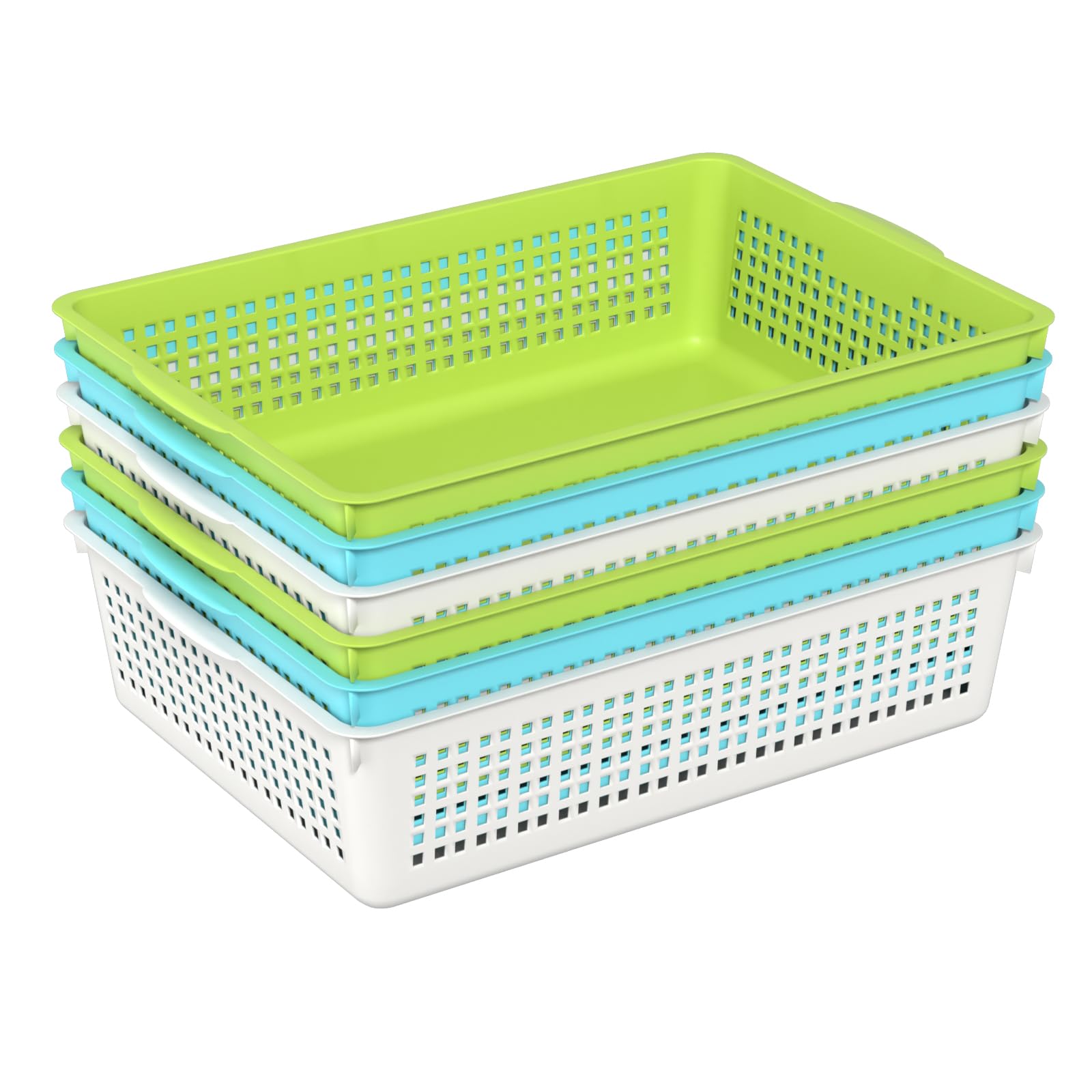 Ucake A4 Plastic Storage Baskets Trays, A4 Tray Baskets, 6 Pack