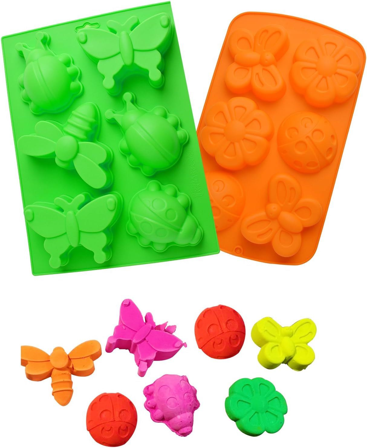 Insect Butterfly Soap Mold for Kids, HapWay 2 Pcs 6 Cavity Silicone Assorted DIY Handmade Molds Cake Baking Muffine Moulds