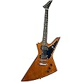 Full Size Right Handed Rock Style Electric 6 String Guitar, Solid Wood Body and Bolt on Neck, Cable and Allen Wrench, Color: Natural Brown
