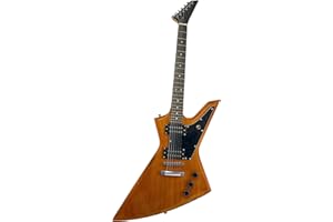 EDM Full Size Right Handed Rock Style Electric 6 String Guitar, Solid Wood Body and Bolt on Neck, Cable and Allen Wrench, Color: Natural Brown