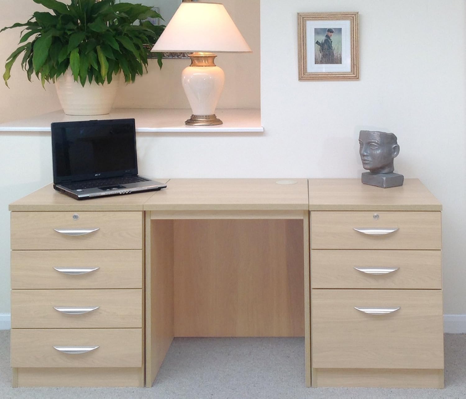 R. White SET09INBE Beech Desk Drawer Unit Laptop Table For