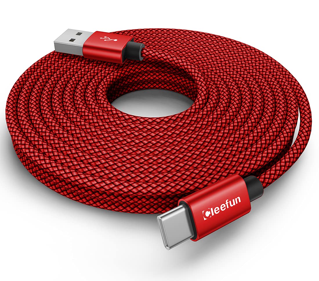 CLEEFUN 6m/20ft Extra Long USB C Cable, Durable Nylon Braided USB-A to Type-C Fast Charging Charger Cable Compatible With Samsung Galaxy Note,Moto,LG,Pixel,Switch and More USB C Smartphone, Tablet