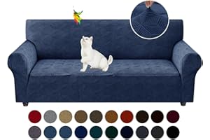 YEMYHOM 1 Piece Stretch Couch Covers for 3 Cushion Couch, Jacquard Sofa Cover with Non-Slip Elastic Bottom, Thickened Slipcov