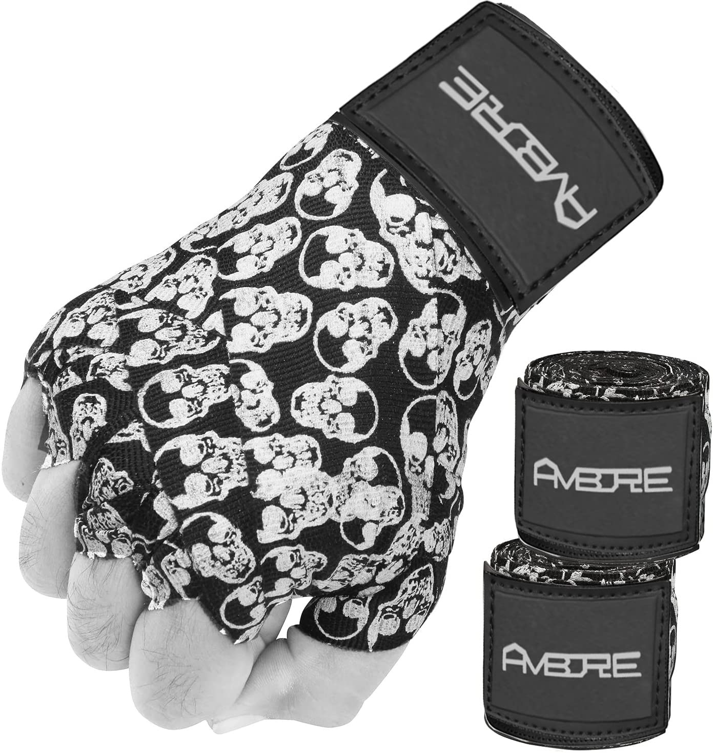 4.5 m Hand Wraps Inner MMA Boxing Gloves Bandages Training Muay Thai Stretch (Skull)