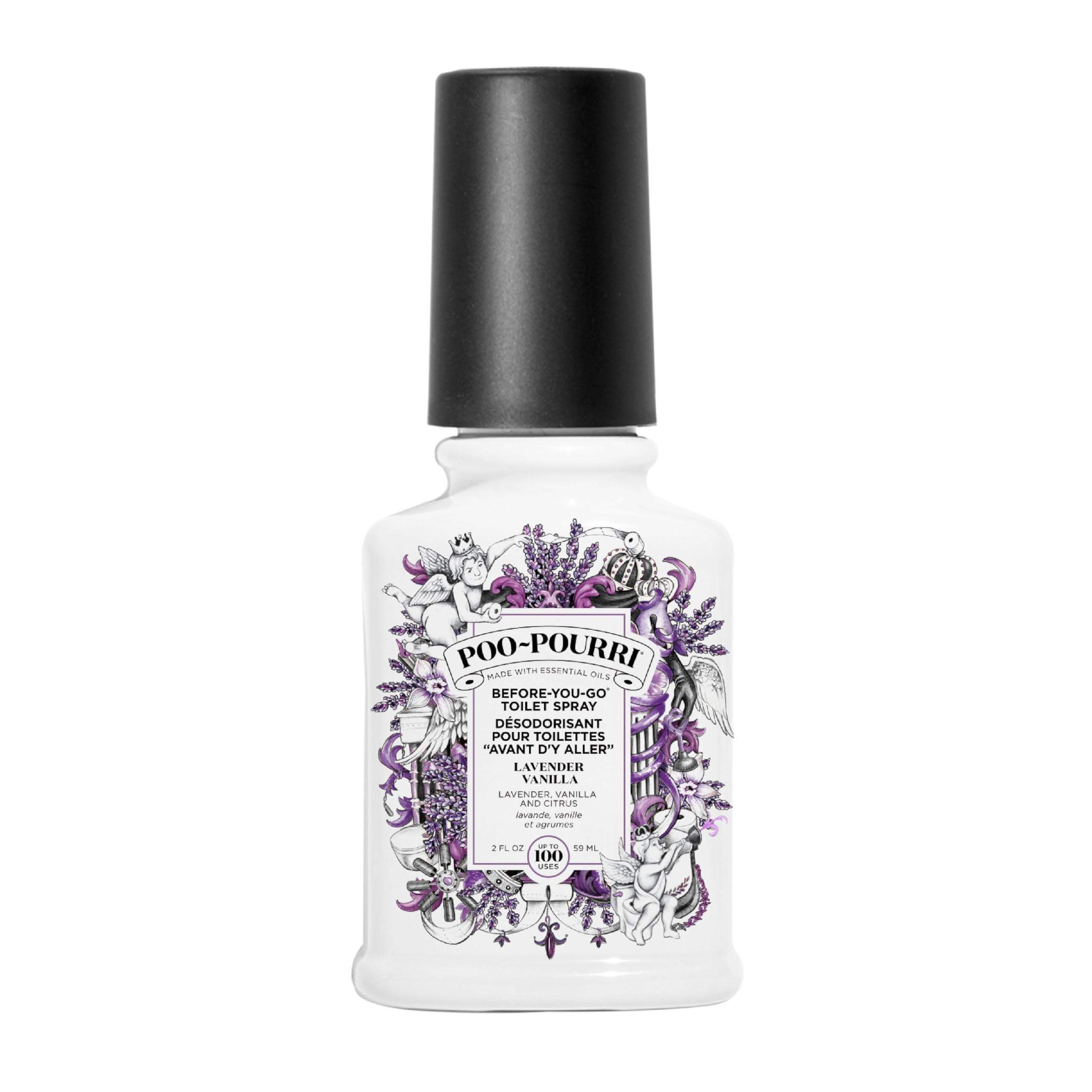 Pourri Bathroom Air Freshener Spray - Before-You-Go Poo-Pourri Toilet Spray - Lavender Vanilla Bathroom Deodorizer - Traps Odors Under the Water's Surface - Plant-Based Essential Oil (59 ml)