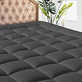 MATBEBY Queen Size Mattress Pad - Cooling Breathable Mattress Topper, Quilted Fitted Mattress Protector, Pillow Top Mattress Cover with 8-21" Deep Pocket, Machine Washable, Dark Grey, 60x80 Inches