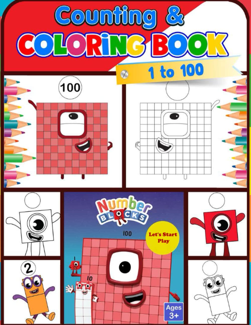 Mua Number 1 to 100 Blocks Counting & Coloring Book: Count & coloring 1 ...
