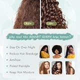 BONNET QUEEN Silk Bonnet for Sleeping Curly Hair Adjustable Dark Green Medium view 5