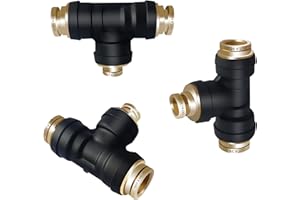 Japtend 3/8" DOT Air Line Fittings Tee Union 3PCS, 3/8" Tube OD x 3/8" Tube OD x 1/4" Tube OD PTC/PTCR & Brass Air Line Quick Connect Fittings for Truck Trailers and Air Brake System