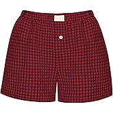 Numgug Womens Y2k Plaid Shorts Women Cute Lounge Pajama Sleep Comfy & Casual Gingham PJ Boxer Shorts