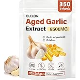 OLELON Aged Garlic Extract 350 Softgels - 8500mg High Potency, Odorless, Non-GMO & Organic Garlic Supplement for Heart Health, Immune Support & Antioxidant Benefits