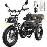 Skeri Electric Tricycle for Adults, 750W(Peak 1350W) Motor Etrike, 20"x4" Folding Fat Tire Electric Trike, 48V13Ah Battery, 3-Wheel Electric Bike, 20MPH, Front &amp; Rear Basket &amp; Differential