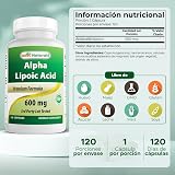 Best Naturals Alpha Lipoic Acid 600 mg 120 Capsules ALA Non-GMO view 2