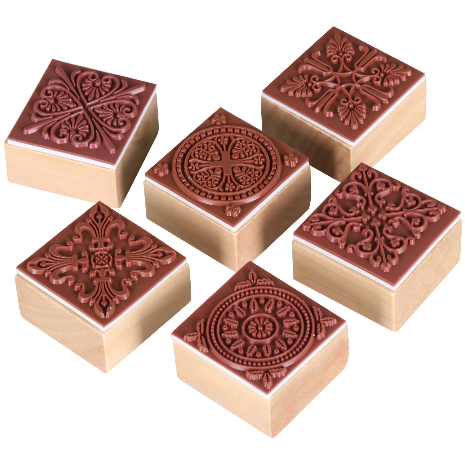 Wooden Rubber Stamps - Lace Pattern - Lace Pattern - Pack of 6 - Craft - Gift Letter - by TRIXES