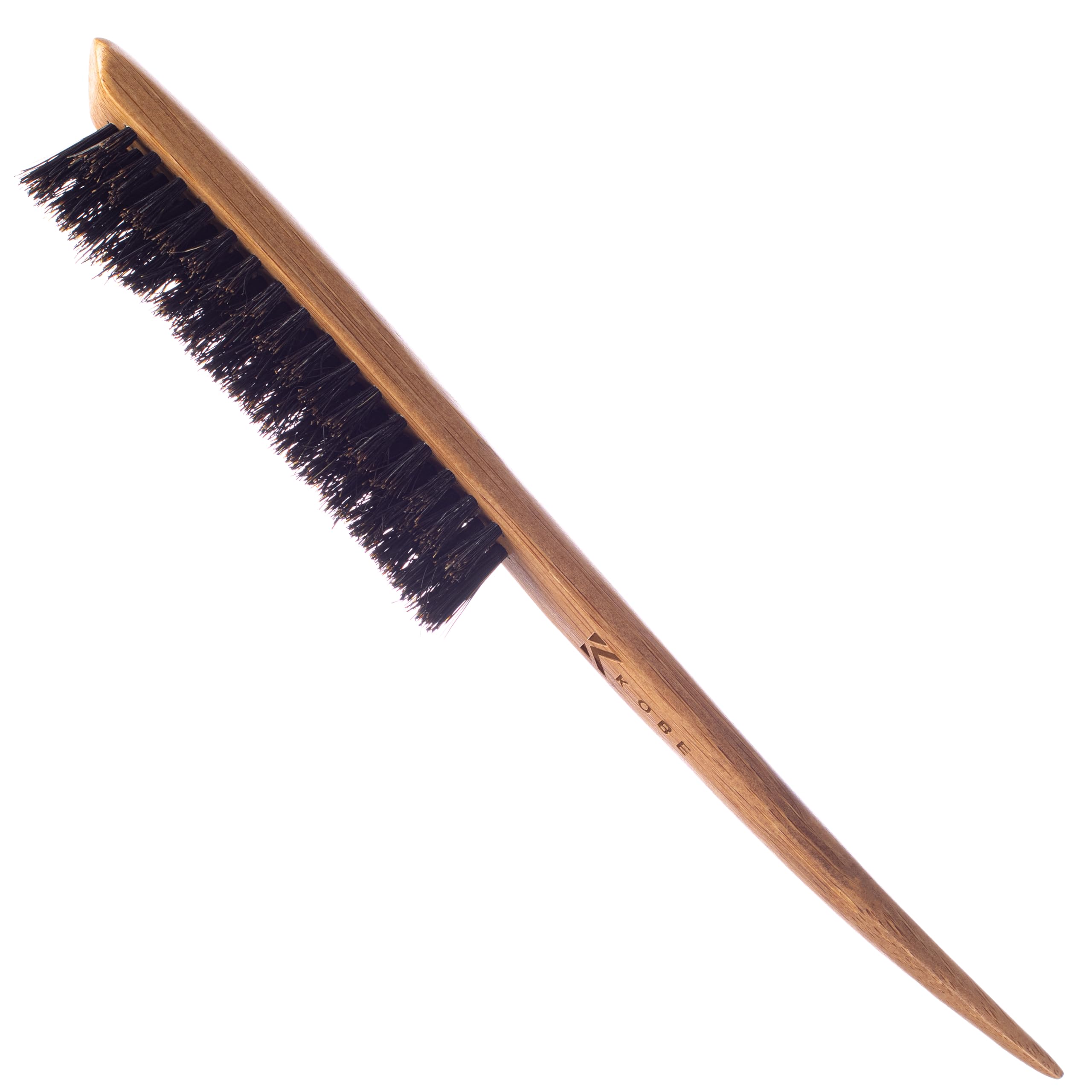 Kobe Bamboo Back Combing Brush - Teasing Brush for Long Hair - 100% Natural Boar Bristle Hair Brush - Ideal for Smoothing & Detangling - Bamboo Hair Brush For Professional Stylists, Salons & Home Use