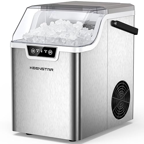 Nugget Countertop Ice Maker with Soft Chewable Ice 40Lbs, Pebble Sonic Ice Machine with Basket and Scoop, Ready in 5 Mins, 40Lbs/24H, Auto Self-Cleaning, for Home, Kitchen, Office, Party, Camping
