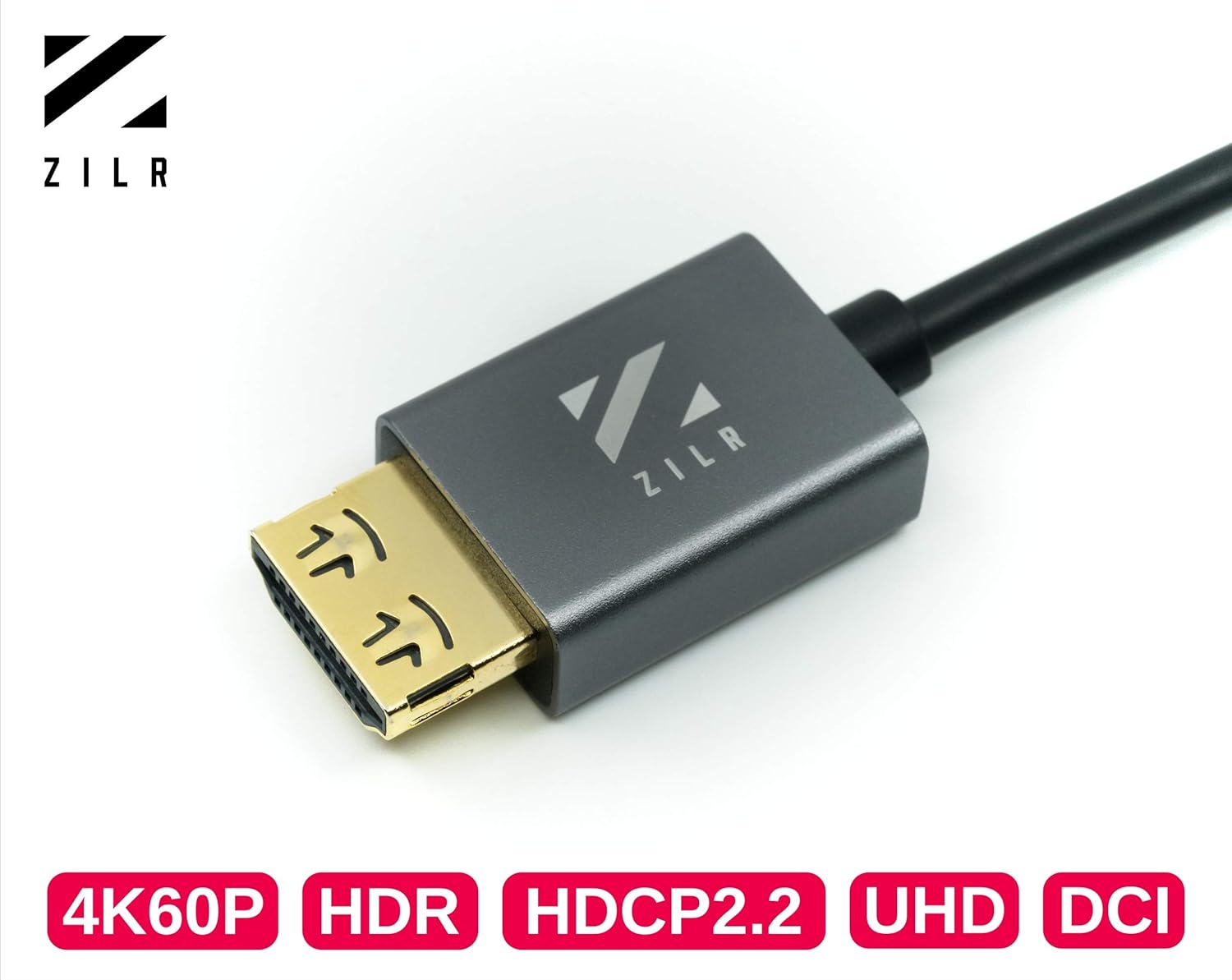 ZILR Hyper thin flexible 1m HDMI 2.0 4kp60 HDR Professional Video cable Full (type A) to Full (type A), Black - Image 3