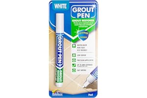 RAINBOW CHALK MARKERS LIMITED Grout Pen White Tile Paint Marker: Waterproof Grout Paint, Tile Grout Colorant and Sealer Pen - White, Narrow 5mm Tip (7mL)