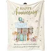 Wedding Anniversary Blanket Gifts for Men Women Him Her Wife Husband, Romantic Anniversary Marriage I Love You Gift for Couple Girlfriend Boyfriend, Happy Anniversary Decorations Blanket 60"X50"