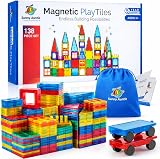 Sunny Auntie 138-Piece Magnetic Tiles XL Set with Storage Bag