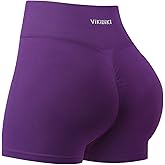 ViKiUiKi Women's Seamless Tummy Control High Waisted Biker Shorts Yoga Gym Workout Spandex Butt Lifting Shorts for Women