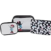 Disney Mickey Mouse Cosmetic Case Set - Officially Licensed Mickey and Minnie Mouse Travel Cosmetic Case 3 Piece Set - Girls, Boys, Teens, Adults (Black Minnie)