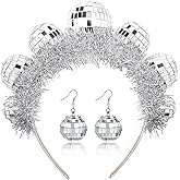 JIANGLAI Disco Ball Earrings and Headband for Women - 70's Halloween Earrings for Women Girl Party Costume