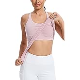 DINNAPE Workout Tank Tops for Women with Built in Bra,Sleeveless Seamless Racerback Athletic Shirts Gym Tank Tops for Running