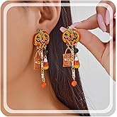 RINHOO Halloween Pumpkin Ghost Earrings Skeleton Skull Earrings for Women Punk Gothic Halloween Party Cosplay Jewelry